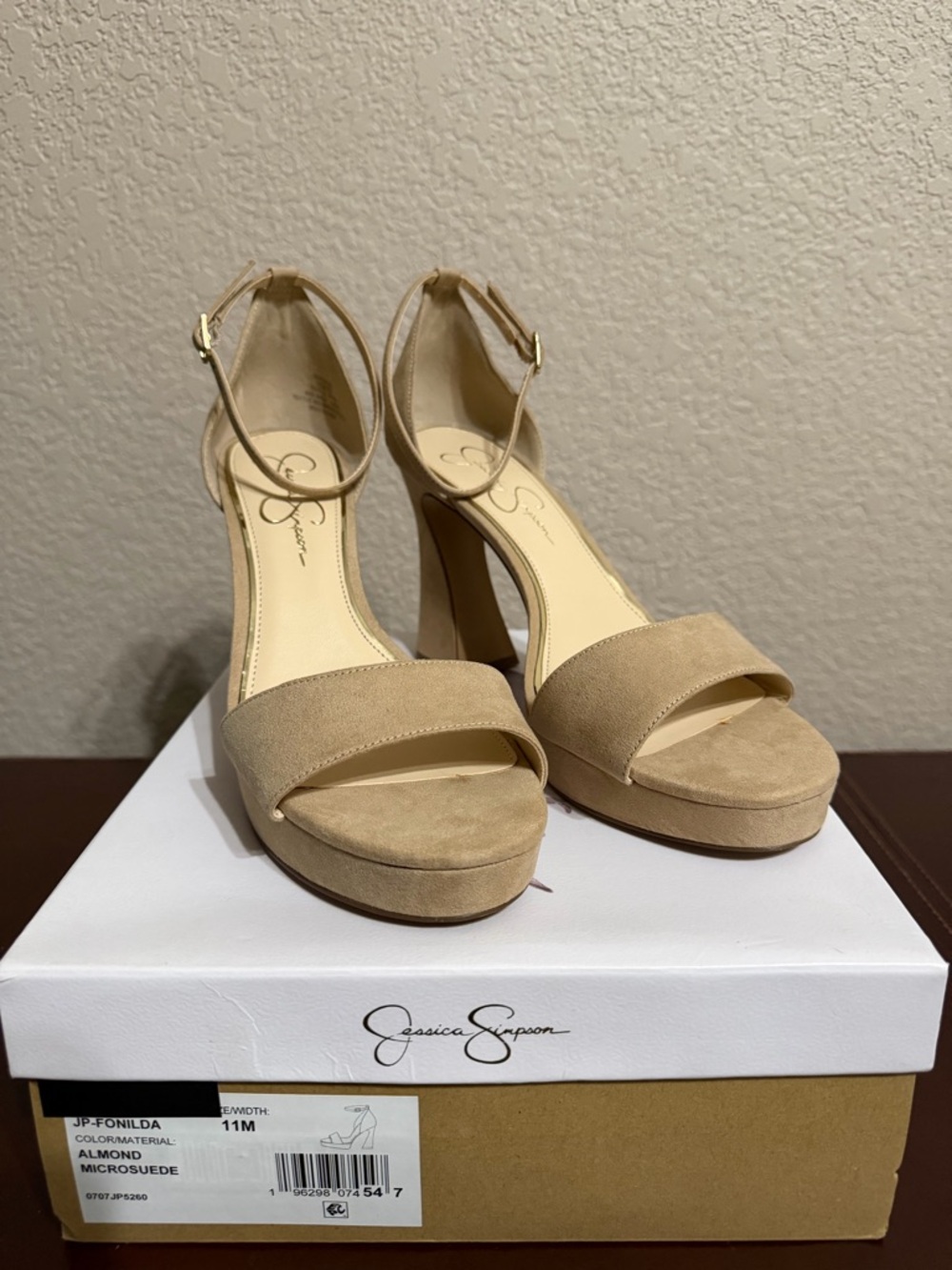 Jessica Simpson Almond MicroSuede Platform Ankle-Strap Heels